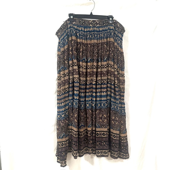 Zero Zero Crinkle Skirt Womens Large Bohemian Theme Midi Length Metallic Details - Picture 2 of 8